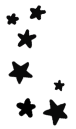 Black, five-pointed star shapes of varying sizes are scattered on a light gray background.